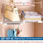 Hershii Closet Tension Shelf Expandable Telescopic Rod Heavy Duty Clothes Hanging Rail Adjustable DIY Storage Organizer Shoe 