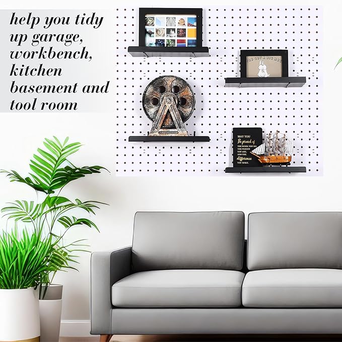 Beeveer 4 Pcs Pegboard Shelves Wall Organizer Brackets Pegboard Steel Tray Accessories Organizing Tools for Craft Garage Nurs
