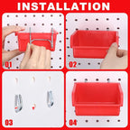 Yookeer 20 Pcs Pegboard Bins and Cups with Hooks and Loops Peg Assortment Organizer Accessories Various Tool Organizer Pegboa