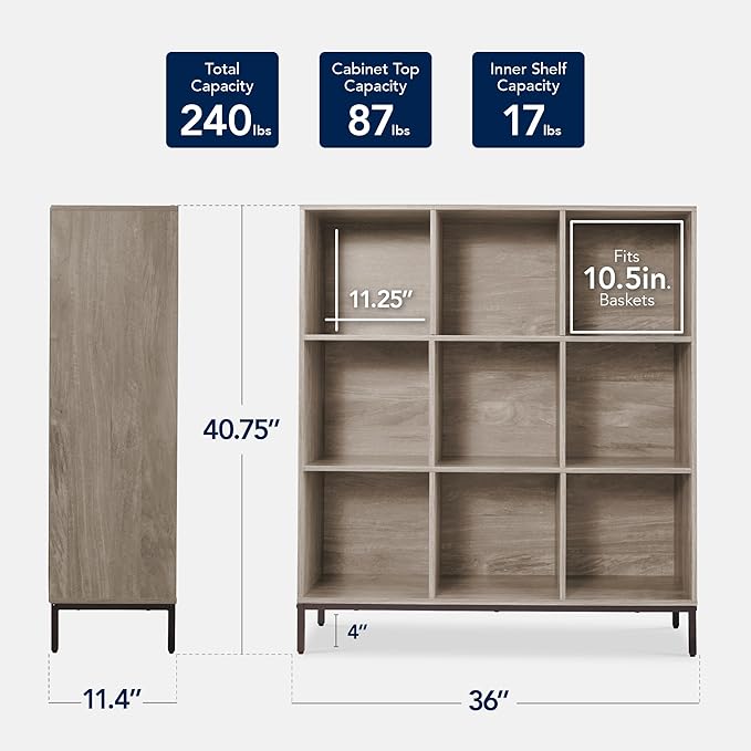 Best Choice Products 9-Cube Bookshelf, 3-Tier Wood Storage Bookcase W/Legs, 11in Shelf Opening, Cube Organizer, Living Room, 