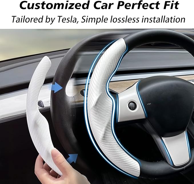 for Tesla 2017-2023 Model 3 and 2020-2024 Model Y Steering Wheel Cover Trim Interior Decoration Protection Accessories(M3/My-Black 5pcs)
