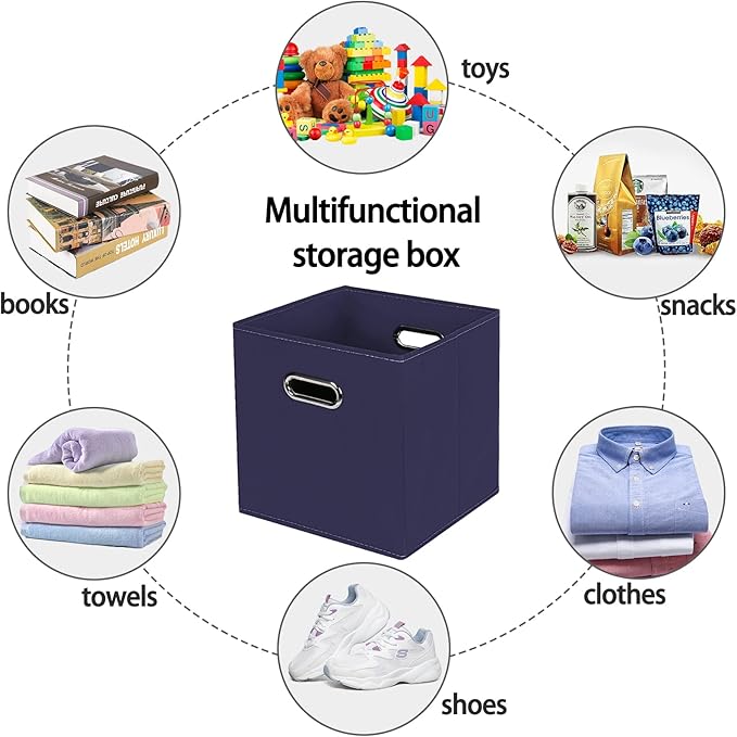 STOREONE Fabric Storage Bins Cubes Baskets Containers-(11X11X11) with Dual Handles for Shelf Closet, Nursery Home ， Bedroom O