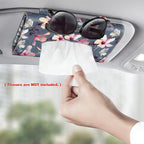 CaseBot Car Visor Tissue Holder, Sun Visor Napkin Holder, Mask Holder for Car, PU Leather Backseat Tissue Box for Truck SUV, Blooming Hibiscus