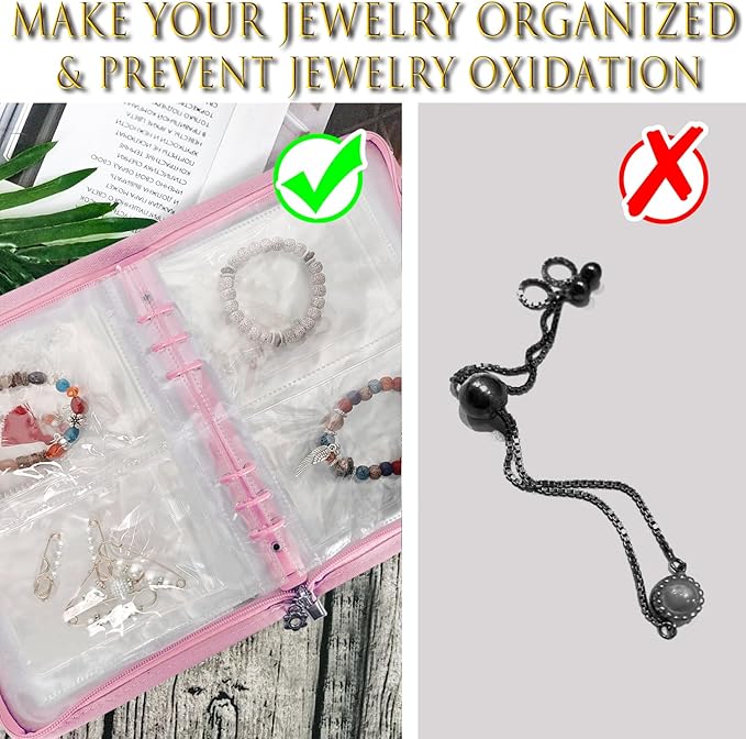 Bracelet Holder Travel Jewelry Organizer Case Transparent Jewelry Storage Book for Earring Necklace Ring with Small Clear Zip