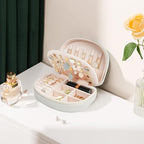 ProCase Travel Size Jewelry Box, Medium Portable Seashell-Shaped Jewelry Case, 2 Layer Mini Jewelry Organizer in PU Leather f