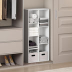 Furinno Reed Closet Organizers and Storage, 7-Cube Closet Organizer, Open Shelf Closet Storage, for Wardrobe, Bedroom, Living
