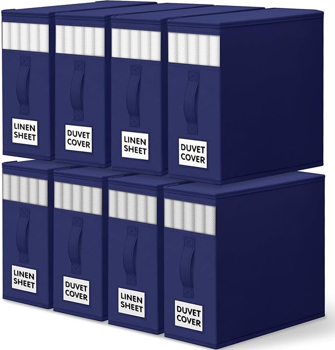 WOWBOX Sheet Organizers and Storage,Closet Bed Sheet Organizer Under Bed Storage and Organization with Label Cards & Clear Wi