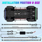 Nilight 4Pcs Car Underglow Neon Accent Strip Lights 256 LEDs RGB Multi Color DIY Sound Active Function Music Mode with APP Control and Remote Underbody Light Strips