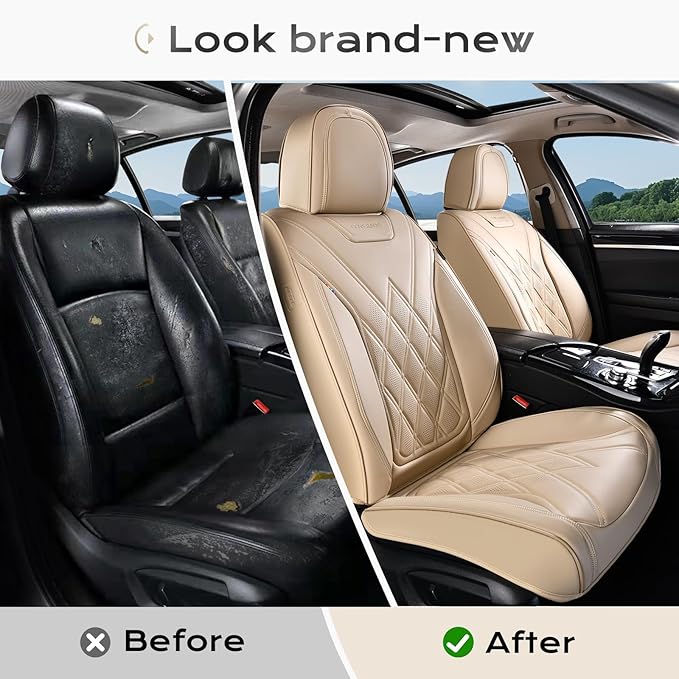 Coverado Car Seat Covers, Front Covers for Cars, Car Seat Cover Front Seats, Automotive Seat Cover, Waterproof, Leather Car S
