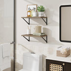 Floating Shelves for Wall,18" Wall Mounted Shelves Set of 2,Wood Floating Shelf with Bracket,Sturdy Metal Bracket Bookshelves
