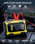 GOOLOO A3 Jump Starter with Air Compressor, 3000A Portable Car Battery Jumper Starter (9.0L Gas/6.5L Diesel) with