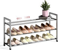 Bumusty 3-Tier Expandable Shoe Rack for Closet, 18“-33” Adjustable Shoe Rack for Small Space, Small Shoe Organizer for Front 