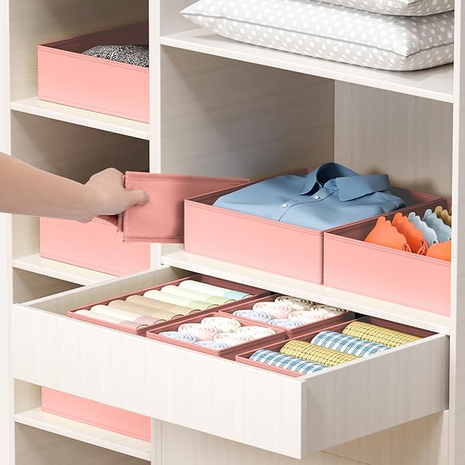 DIMJ Drawer Organizer Clothes - 18 Pack Closet Drawer Organizer Bins for Baby Clothes Storage, Fabric Dresser Organizer for N