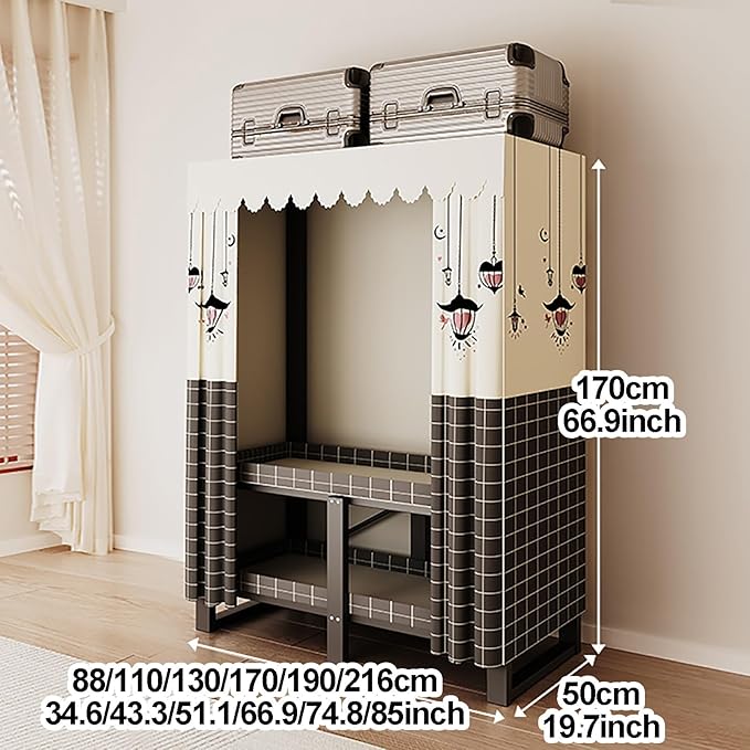 Foldable Closet Wardrobe For Hanging, Portable Closet Steel Simple Wardrobe Storage, Covered Clothes Rack, Metal Clothing Gar