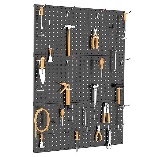 TORACK 3-Pack 12x24 inch Metal Pegboard Panels for Garage Wall, Tools Organizer Pegboard for Workbench, Workshop, Modular Peg