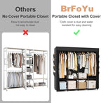Portable Closet for Hanging Clothes, 67 Inch Wide Portable Wardrobe Closet with Cover, 4 Hanging Rod, Storage Shelves and Sid