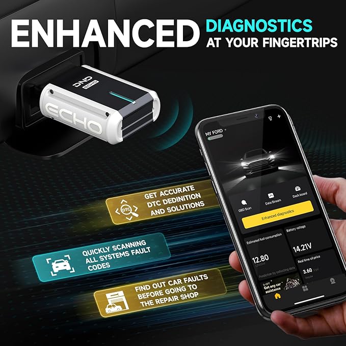 DND Bluetooth OBD2 Scanner - All System Diagnostic Tool for iOS & Android, Code Reader for Cars, Free Updated Vehicle Scan Tool,