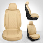 MIROZO Seat Covers Beige, Car Seat Covers Full Set Automotive Seat Covers Leather Seat Covers Car Seat Protector Universal Ve