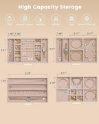 Lolalet Jewelry Box Organizer, 4-Layer Jewelry Organizers and Storage Case with Glass Lid, Ring Earring Bracelet Necklace Hol