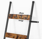 HOOBRO Blanket Ladder, 6-Tier Towel Rack with Hooks, Wall-Leaning Blanket Rack, Decorative Display Ladder Shelf, Scarves, Ind