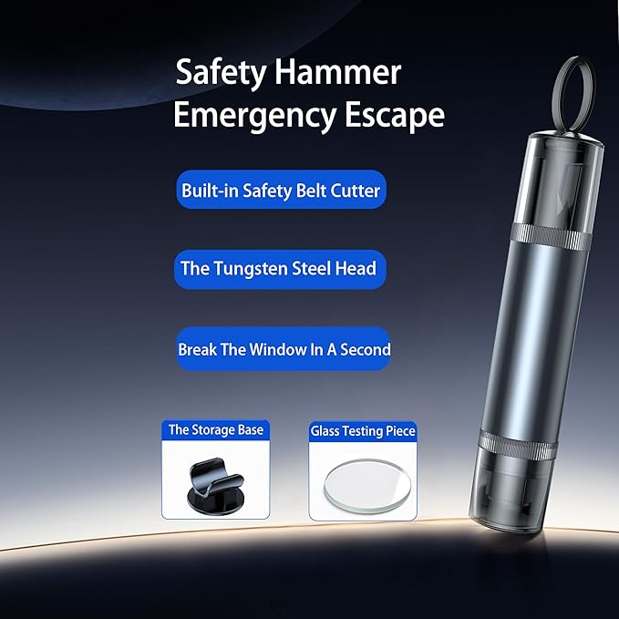 Safe Hammer Car Window Breaker Seatbelt Cutter Under Water or Fire,2 IN1 Window Breaker Tool Auto Glass Breaker Emergency Esc