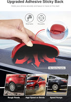 Loncaster Car Phone Holder, Car Phone Mount Silicone Car Pad Mat for Various Dashboards, Slip Free Desk Phone Stand Compatible with iPhone, Samsung, Android Smartphones, GPS Devices and More (Red)