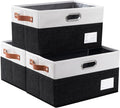PRANDOM Foldable Storage Bins with Handles [3-Pack] Fabric Collapsible Storage Boxes Baskets Cubes Containers with Handles fo