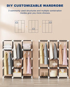 Mavivegue Portable Closet, 50 Inch Wardrobe Closet, Portable Closets for Hanging Clothes with 3 Hanging Rods and 6 Storage Sh