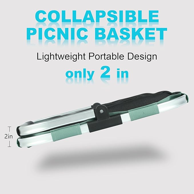 Picnic Basket, SIYUAN Shopping Basket with Handle 22L Collapsible Grocery Basket Portable Folding Basket for Marketing Picnic