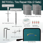 Tire Repair Kit, Sets of 2-24pcs Professional Heavy Duty Universal Emergency Flat Tire Repair Kit to Fix Punctures, for car M
