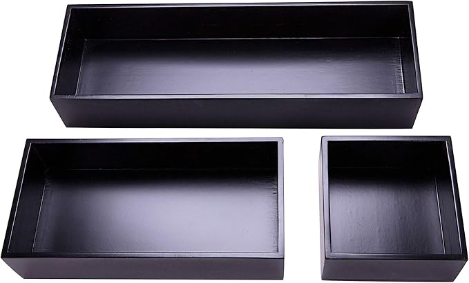 Bamboo Organizer Box for Accessories Cosmetic Small Square Drawer Organizer Boxes, Black 4"*4"