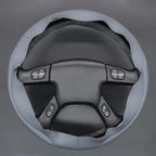 MEWANT Hand Stitch Steering Wheel Cover for Chevy Silverado 1500 2500 3500 2003-2006 Silverado Classic 2007 Trailblazer 2002-2009 Custom Grey Genuine Leather Interior Accessory Wrap Restoration Kit