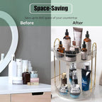 Rotating Makeup Organizer Countertop 2 Tier Lazy Susan Trays Clear Skincare Perfume Storage for Bathroom Counter Vanity, Tran