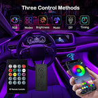 Interior Car LED Strip Lights, RGB 5 in 1 Ambient Lighting Kits with 236 inches Fiber Optic, 16 Million Colors Music Sync USB Car Interior Lights with Wireless APP/Button/RF Remote Control (5 in 1)