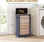 SOLEDI Slim Laundry Hamper with Lid, Narrow Laundry Basket with Removable Bags, Dirty Clothes Hamper with handle, Small Hampe