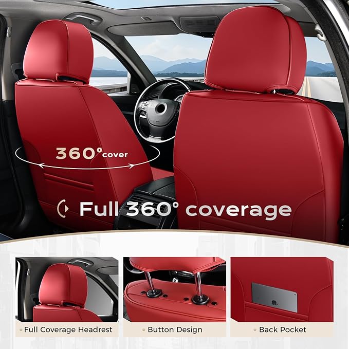 Coverado Car Seat Covers, Front Covers for Cars, Car Seat Cover Front Seats, Automotive Seat Cover, Waterproof, Leather Car S