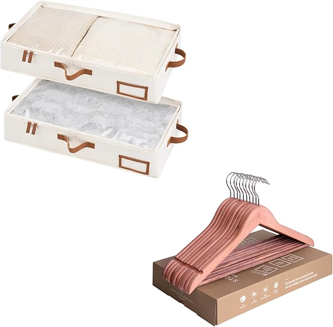 StorageWorks Under Bed Storage Containers with Cedar Wood Clothes Hanger 10 Pack