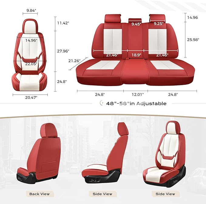 Coverado Car Seat Covers Full Set, Car Seat Protector Waterproof, Nappa Leather Car Seat Cushion, Seat Covers for Cars, Front