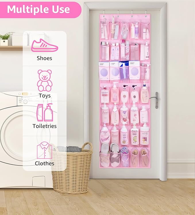 MISSLO 35 Large Pockets Over The Door Shoe Organizer Sturdy Oxford Fabric Hanging Shoe Rack for Door Mesh Closet Shoe Holder 