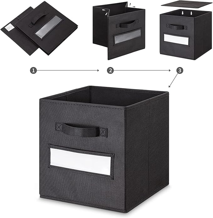 artsdi Fabric storage cubes (Set of 8) 11 Inch Cube Storage Bin, Cube storage with 8 Labels Window Cards & a Pen, Foldable cu
