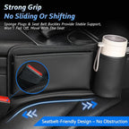 Car Seat Gap Filler Organizer 2 Pack, Car Seat Organizer with Cup Holders, 3-in-1 Removable Auto Organizer for Women, Universal Fit SUV Truck Fill The Gap Between Seats & Console(Black)