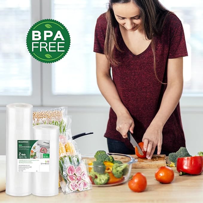Bonsenkitchen Vacuum Food Sealer Rolls Bags, 8" x 50' & 11" x 50' Commercial Grade BPA Free Bag Rolls, Durable Customized Siz