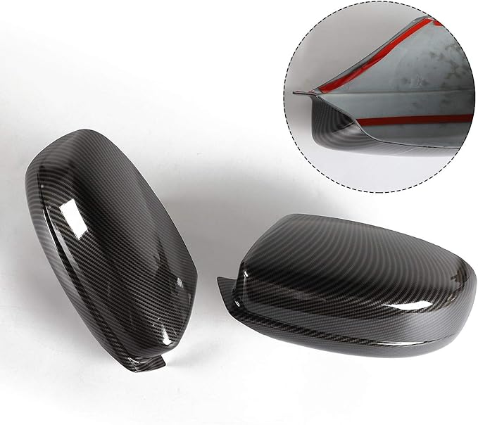 Voodonala Carbon Fiber Side Mirror Trim for 2010-2025+ Dodge Charger & Chrysler 300C, 2pcs ABS Plastic, Triangular, Right & Left, High-Class Decor & Scratch Coverage