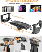 Car Headrest Tablet Holder, [Adjustable Extension Arm] Back Seat Tablet Mount with Foldable Wide Clip, Essential for Kids Travel, for iPad Pro 13, Air, Mini, Galaxy Tab, Fire, 5.5-15.6" Devices