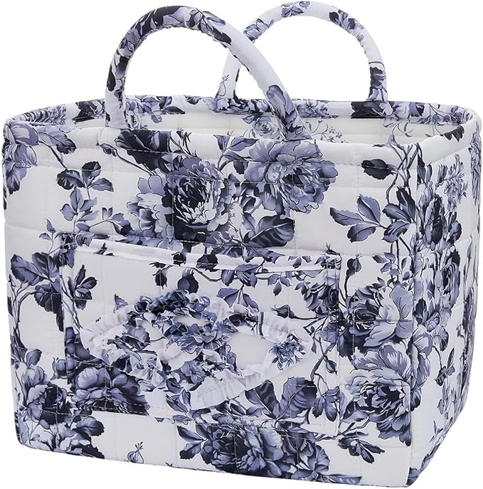 Boho Fabric Storage Basket, Large Capacity Laundry Basket, 12.2'' x 10.23'' x 10.23'' Collapsible Laundry Hamper with Easy Ca