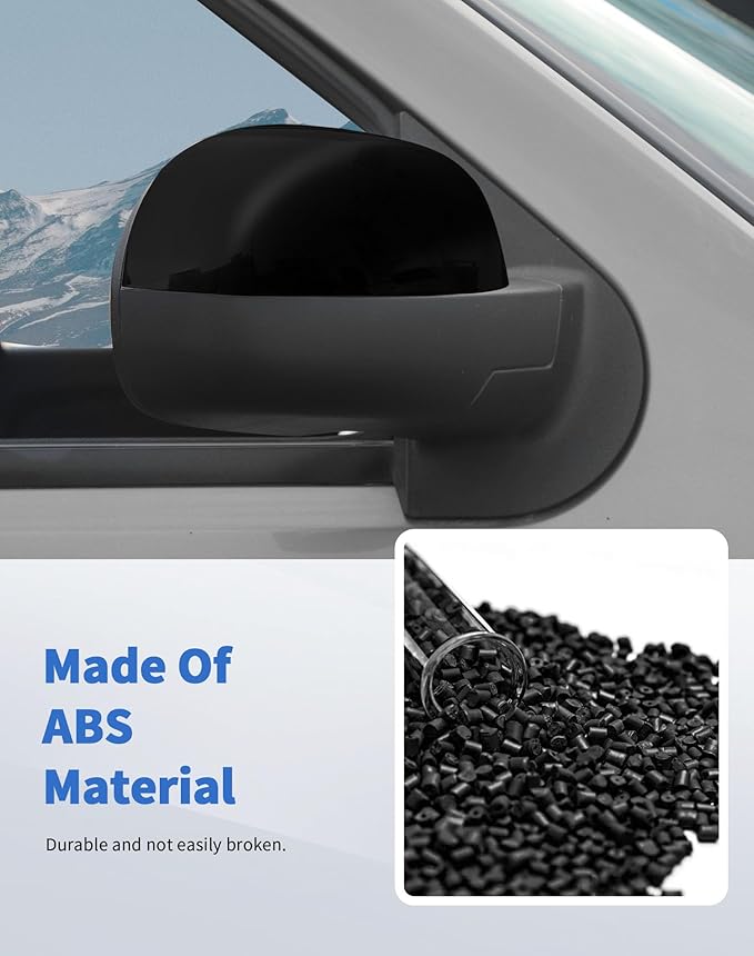 Rearview Mirror Half Caps Covers Compatible with 2007-2014 Chevy Silverado GMC Sierra Avalanche Tahoe Suburban Yukon Escalade ESV Left Right Side View Upper Mirror Cover Caps, Black