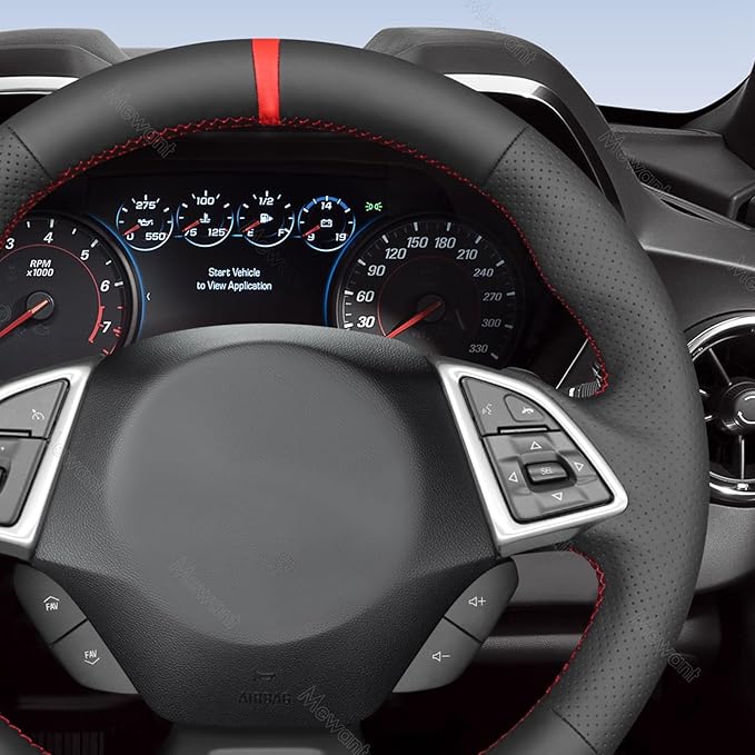 MEWANT Hand Stitch Car Steering Wheel Protector Wrap Cover for Chevrolet Camaro 2017-2022 Steering Wheel Accessories