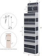 Univivi Over The Door Organizer, 6 Shelf Door Hanging Organizer Nursery Door Storage with PVC Pockets 8 Side Pockets for Bath