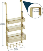 Consumest Over The Door Hooks Organizer - 4 Tier Door Coat Rack with 3 Baskets and 12 Hooks, Stainless Steel Towel Hanger for
