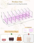SURETIVIAN Rose Purse Dividers for Closet, 2 Pack Clear Clutch Purse Closet Organizers, Adjustable Handbag Storage Organizers